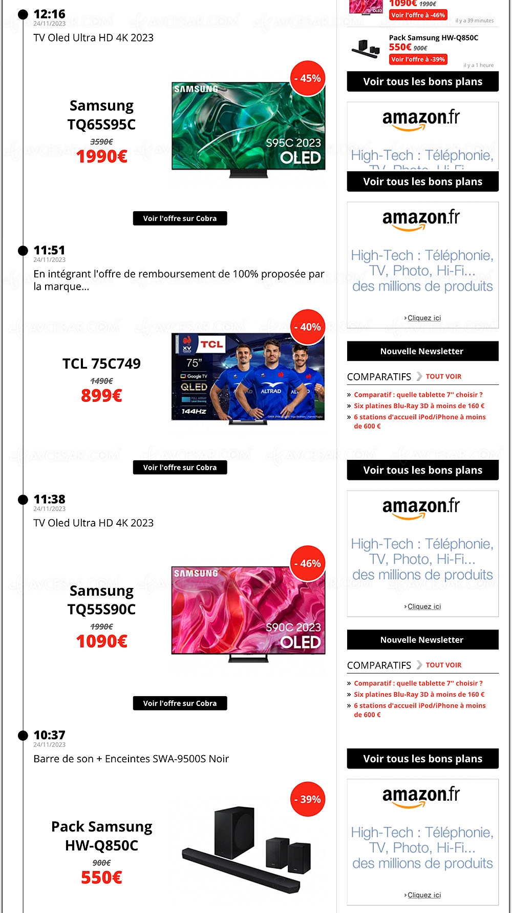 Black Friday 2023 > Sélection promos AVCesar.com du vendredi&nbsp;24/11