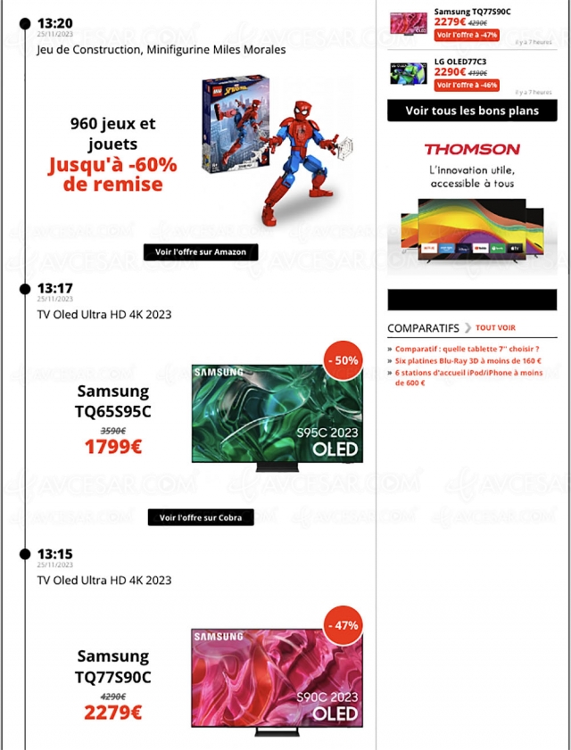 Black Friday 2023 > Sélection promos AVCesar.com du dimanche 26/11