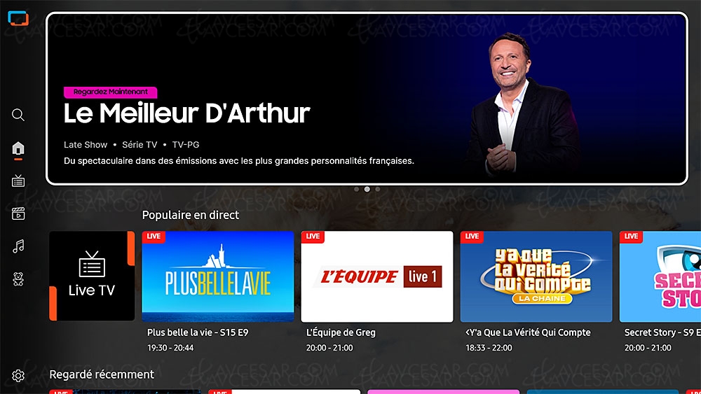 Service Samsung&nbsp;TV Plus, nouvelles interface et barre de&nbsp;navigation