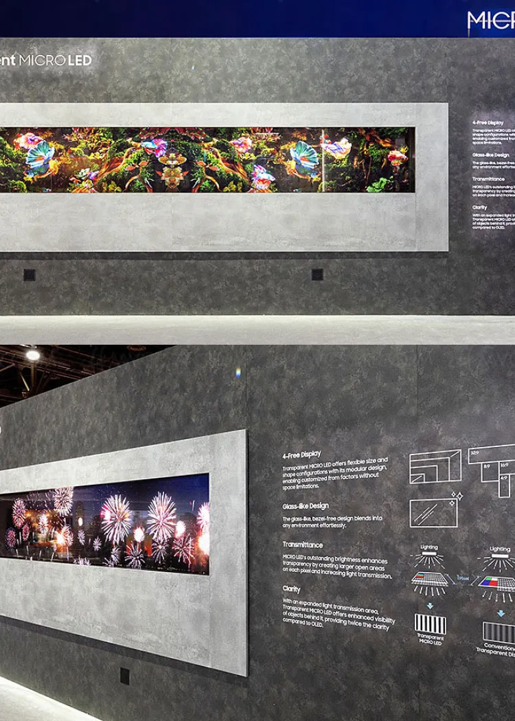 CES 24 > TV Samsung Micro&nbsp;LED transparent 211''&nbsp;(536&nbsp;cm)