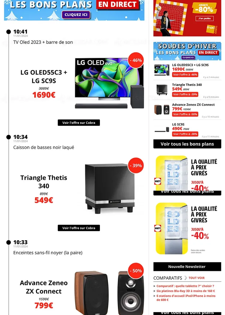 Soldes hiver 2024 > Sélection promotions AVCesar.com du&nbsp;11/01