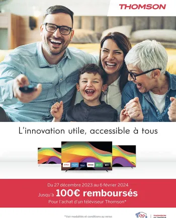Offre de remboursement TV Thomson, jusqu&#039;à 100&nbsp;€&nbsp;remboursés