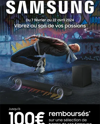 Offre de remboursement Samsung barre sonore, jusqu&#039;à 100&nbsp;€&nbsp;remboursés