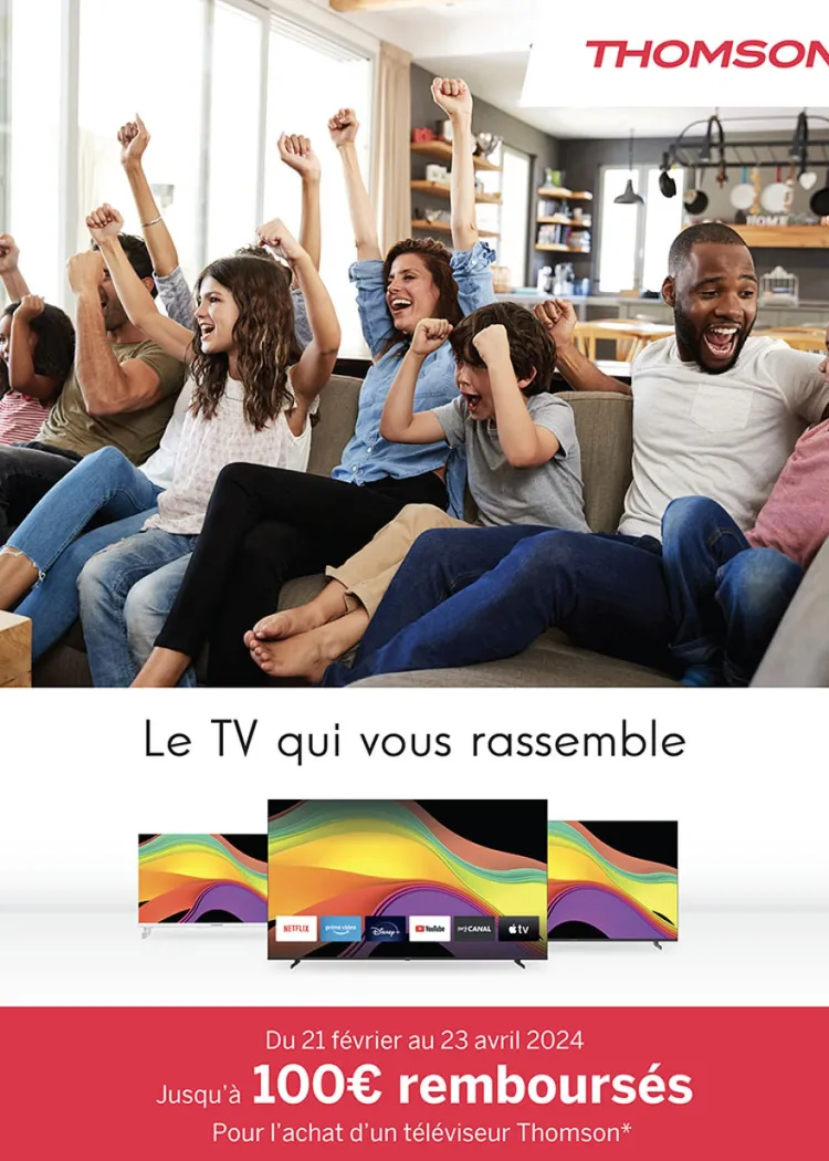 Offre de remboursement TV&nbsp;Thomson, jusqu'à 100&nbsp;€&nbsp;remboursés