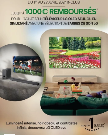 TV Oled Ultra&nbsp;HD 4K LG&nbsp;G3 et LG&nbsp;C3, jusqu&#039;à 1&nbsp;000&nbsp;€&nbsp;remboursés