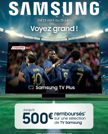 Offre de remboursement Samsung TV&nbsp;QLED, Neo&nbsp;QLED et Crystal UHD, jusqu&#039;à 500&nbsp;€&nbsp;remboursés