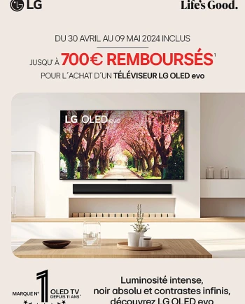 TV Oled Ultra&nbsp;HD 4K LG&nbsp;G3 et LG&nbsp;C3, jusqu&#039;à 700&nbsp;€&nbsp;remboursés