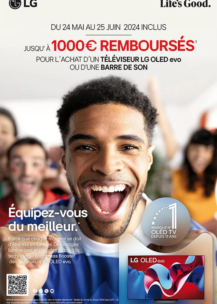 TV Oled Ultra&nbsp;HD 4K LG&nbsp;G4/LG&nbsp;C4 ou barres&nbsp;de&nbsp;son, jusqu'à 1&nbsp;000&nbsp;€&nbsp;remboursés