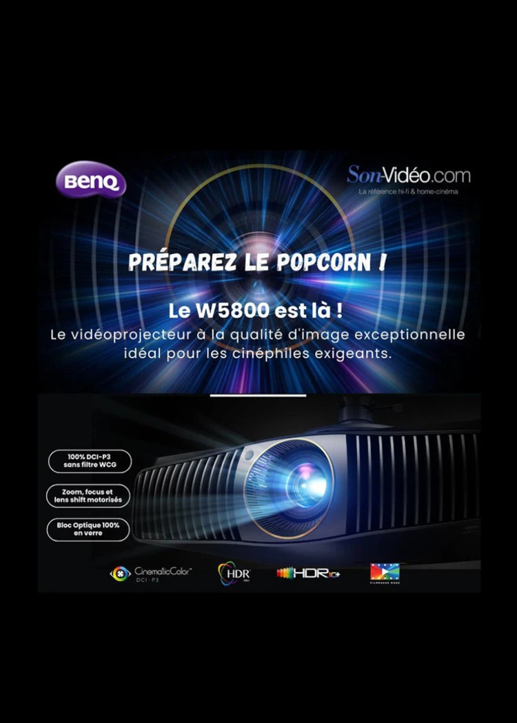 Vidéoprojecteur 4K BenQ&nbsp;W5800, avant‑première chez Son‑Vidéo.com le&nbsp;20&nbsp;juin