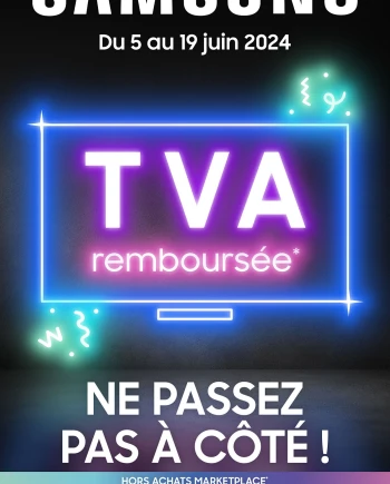 Offre de remboursement TV&nbsp;Samsung Crystal&nbsp;UHD, TVA&nbsp;remboursée