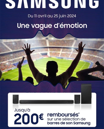 Offre de remboursement Samsung barre sonore, jusqu&#039;à 200&nbsp;€&nbsp;remboursés