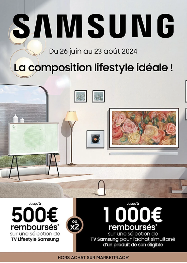 ODR TV Samsung The&nbsp;Serif, The&nbsp;Frame et The&nbsp;Terrace, jusqu'à 1&nbsp;000&nbsp;€&nbsp;remboursés