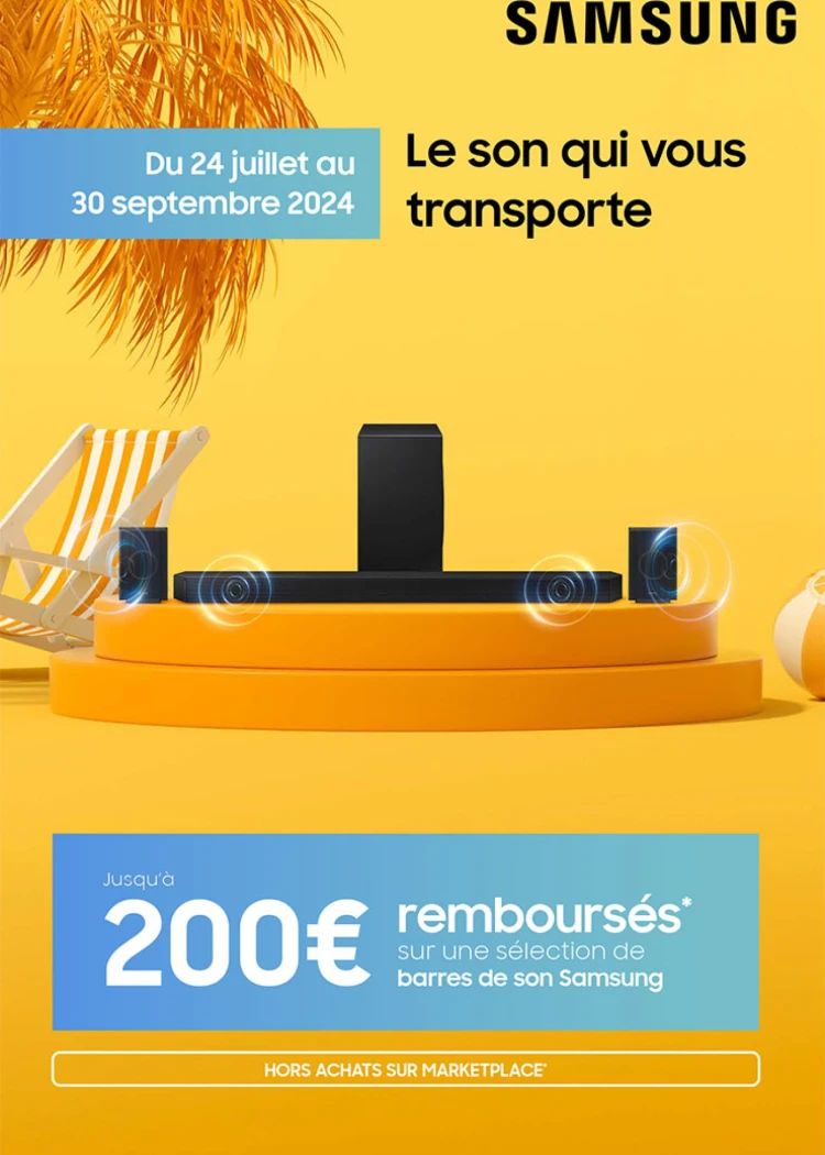 Offre Samsung barre sonore, jusqu'à 200&nbsp;€&nbsp;remboursés