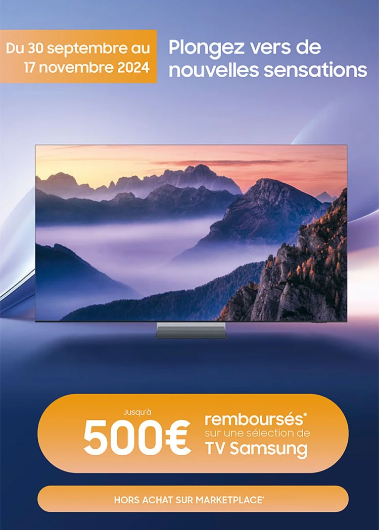 Offre de remboursement Samsung TV&nbsp;Oled et Neo&nbsp;QLED 2024, jusqu'à&nbsp;500&nbsp;€