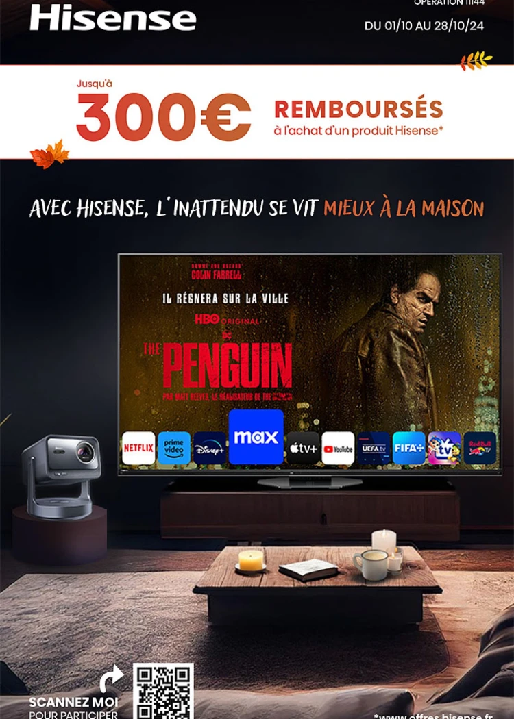 Hisense TV Ultra&nbsp;HD 4K, Laser&nbsp;TV/Laser Cinéma, jusqu'à 300&nbsp;€&nbsp;remboursés