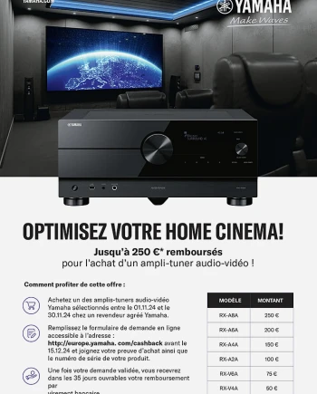 Black Friday 24 &gt; Offre de remboursement Yamaha RX&#8209;V/RX&#8209;A, jusqu&#039;à 250&nbsp;€&nbsp;remboursés