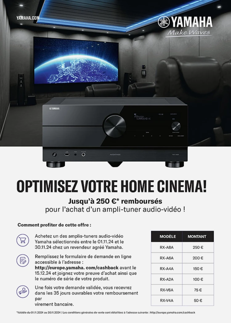 Black Friday 24 > Offre de remboursement Yamaha RX‑V/RX‑A, jusqu'à 250&nbsp;€&nbsp;remboursés