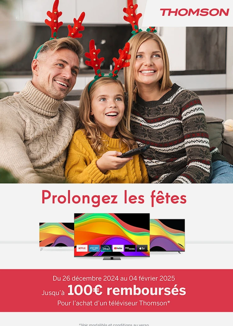 Offre de remboursement TV&nbsp;Thomson, jusqu'à 100&nbsp;€&nbsp;remboursés