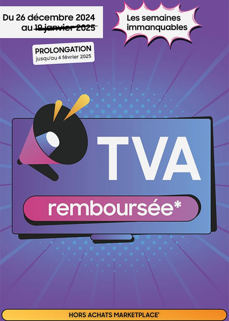 Offre de remboursement TV&nbsp;Samsung Crystal&nbsp;UHD, TVA&nbsp;remboursée