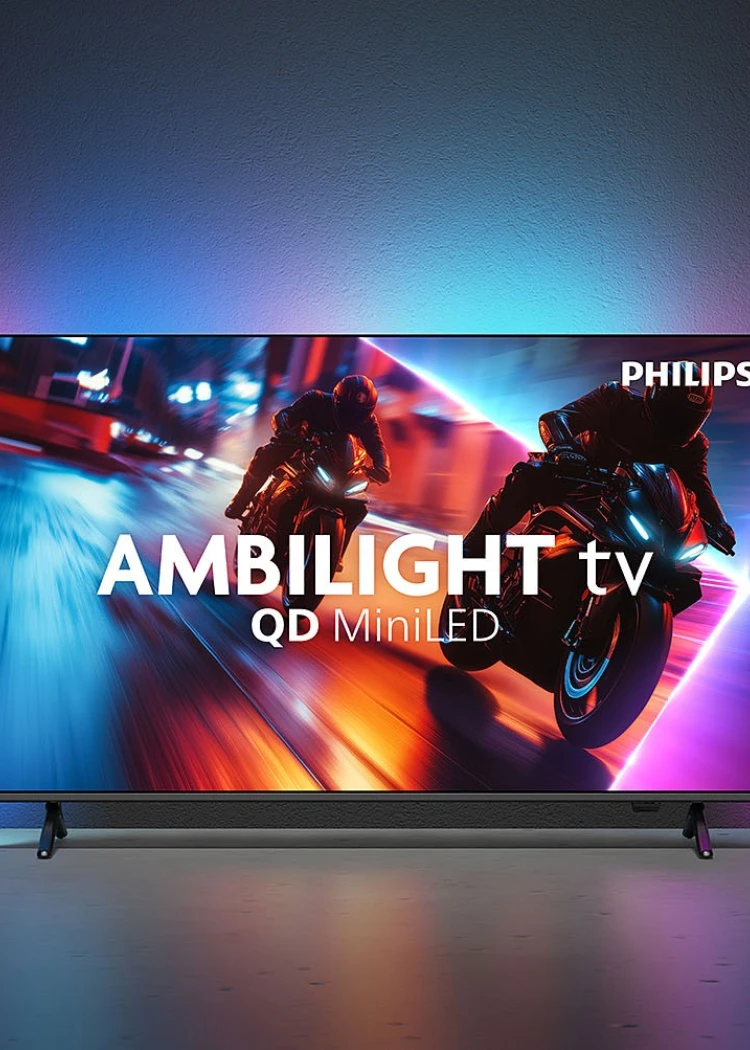 TV Philips MLED910&nbsp;: Mini LED, 1&nbsp;000&nbsp;nits, 4&nbsp;HDMI&nbsp;2.1, Titan&nbsp;OS et Game&nbsp;Bar&nbsp;2.0