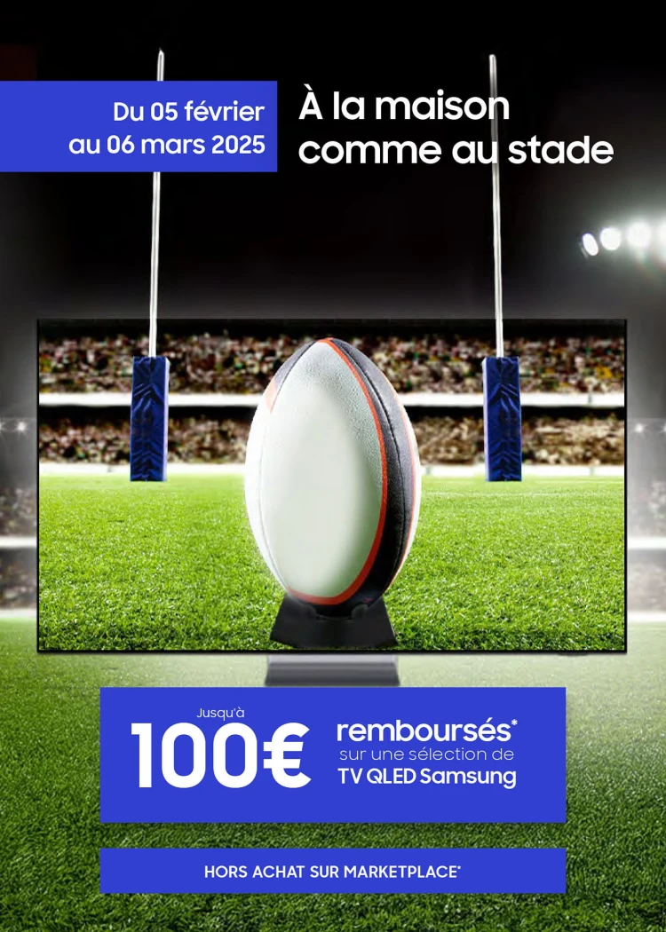 Offre de remboursement TV&nbsp;Samsung QLED, jusqu'à 100&nbsp;€&nbsp;remboursés