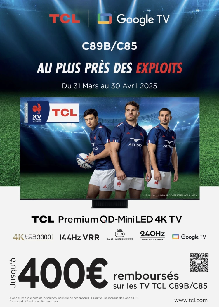 TV Mini LED 4K TCL&nbsp;C89B/C85, jusqu'à 400&nbsp;€&nbsp;remboursés