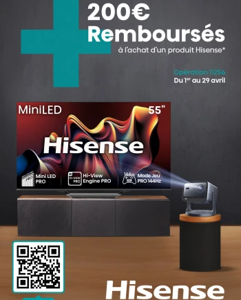 Hisense TV Mini LED/QLED 4K, Laser Cinéma 4K, jusqu&#039;à 200&nbsp;€&nbsp;remboursés