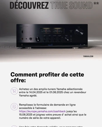 Amplificateur/réseau Yamaha Hi&#8209;Fi, jusqu&#039;à 400&nbsp;€&nbsp;remboursés jusqu&#039;au&nbsp;1er&nbsp;juin