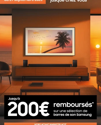 Offre Samsung barre sonore, jusqu&#039;à 200&nbsp;€&nbsp;remboursés