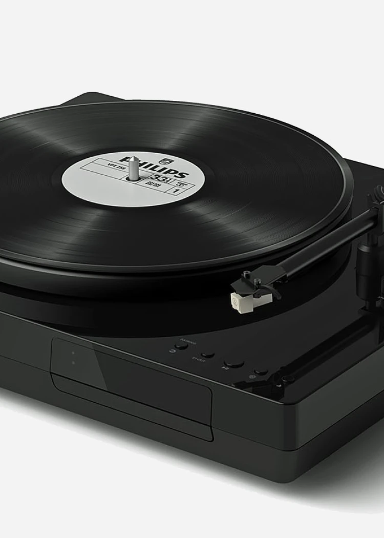 Philips Fidelio FT1&nbsp;: la platine vinyle Bluetooth fait aussi lecteur CD&nbsp;audio
