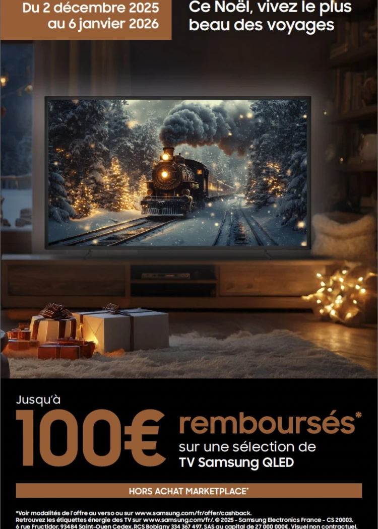 Offre de remboursement Samsung TV&nbsp;QLED 2025, jusqu'à&nbsp;100&nbsp;€