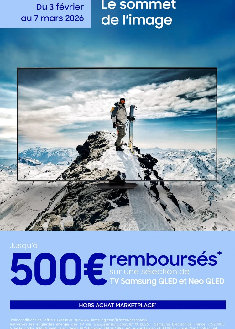 Offre de remboursement Samsung TV Neo&nbsp;QLED et QLED 2025, jusqu'à&nbsp;500&nbsp;€