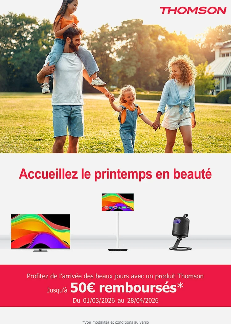 Offre de remboursement TV&nbsp;Thomson de printemps, jusqu'à 50&nbsp;€&nbsp;remboursés