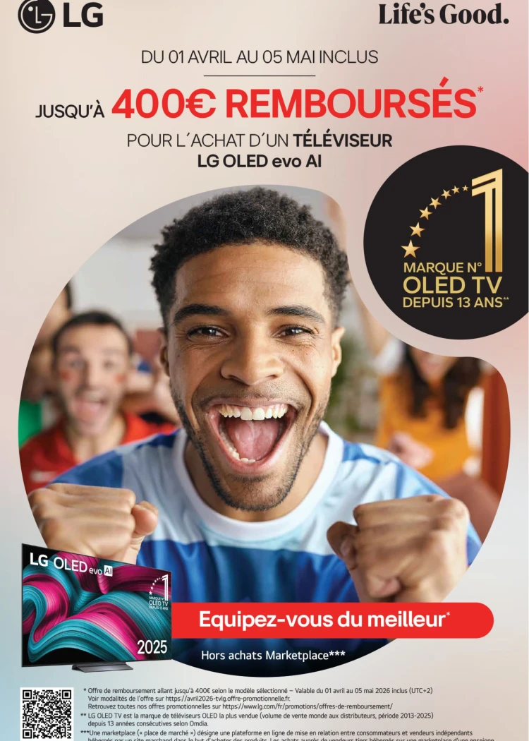 TV Oled LG&nbsp;G5 ou&nbsp;LG&nbsp;C5, jusqu'à 400&nbsp;€&nbsp;remboursés