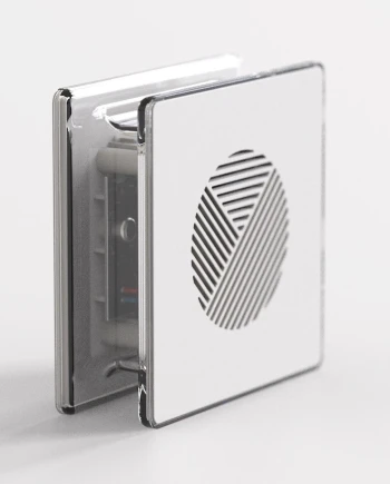 Concept enceinte Bluetooth transparente&nbsp;: design minimaliste et intérieur&nbsp;visible