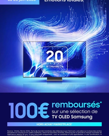Offre de remboursement Samsung TV&nbsp;Oled, jusqu'à&nbsp;100&nbsp;€