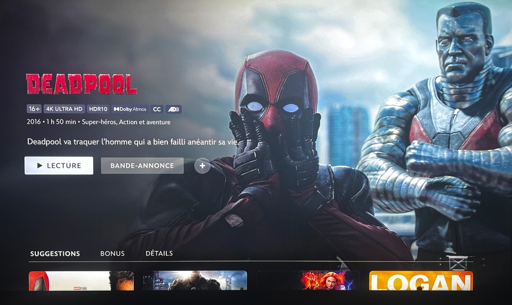 La mention HDR Dolby Vision a disparu de la vignette Deadpool ce jour, 17 juin 2026