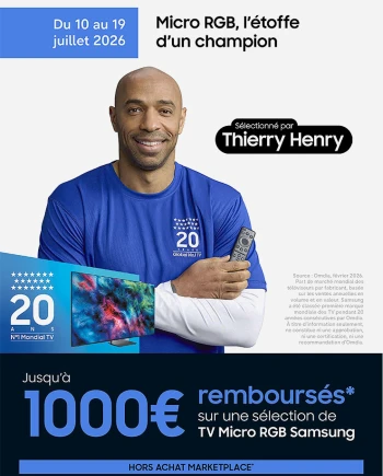 Offre de remboursement TV Samsung Micro RGB, jusqu'à 1&nbsp;000&nbsp;€&nbsp;remboursés