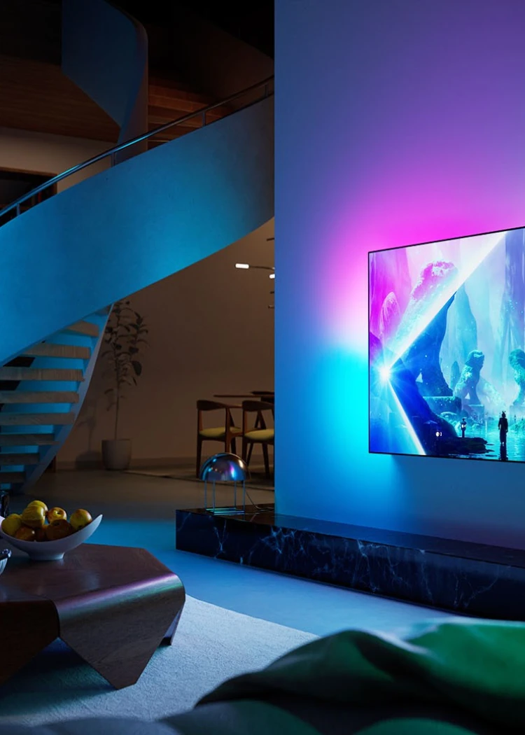 TV Philips OLED801&nbsp;: 55"/65" avec dalle Oled&nbsp;SE 1&nbsp;000&nbsp;nits, Ambilight 3&nbsp;côtés et&nbsp;Titan&nbsp;OS