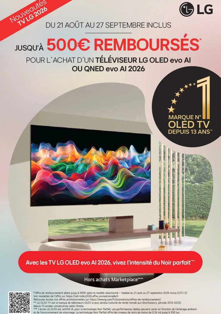 TV Oled LG G6 ou TV QNED87, jusqu'à 500 € remboursés