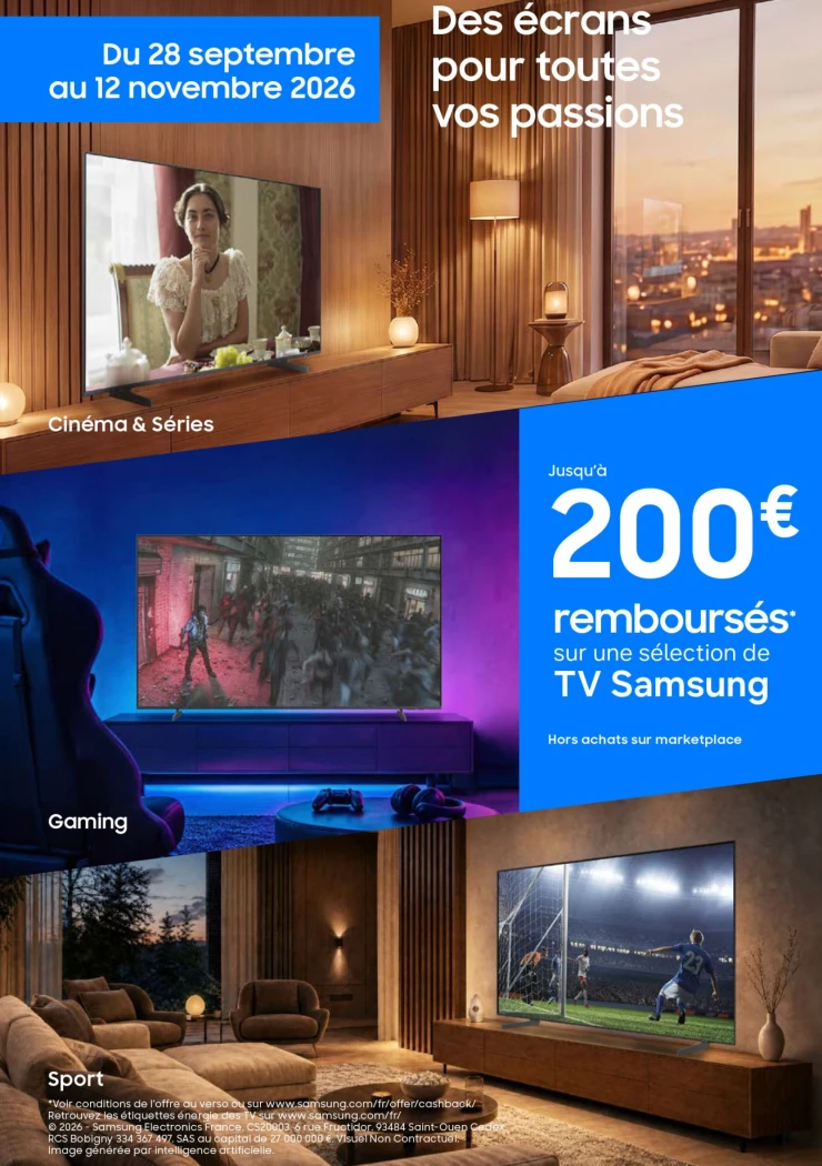 Offre de remboursement TV Samsung Neo QLED et Mini LED, jusqu'à 200 € remboursés