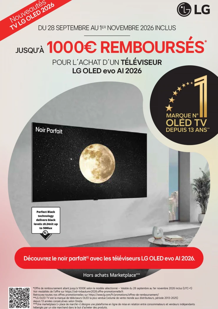 TV Oled LG B6, LG C6, LG G6 et LG W6, jusqu'à 1 000 € remboursés