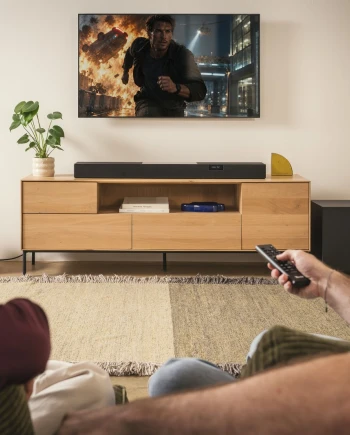 Teufel Cinebar Pro 2&nbsp;: barre de son Dolby Atmos&nbsp;5.1.2, DTS:X et caisson&nbsp;sans‑fil