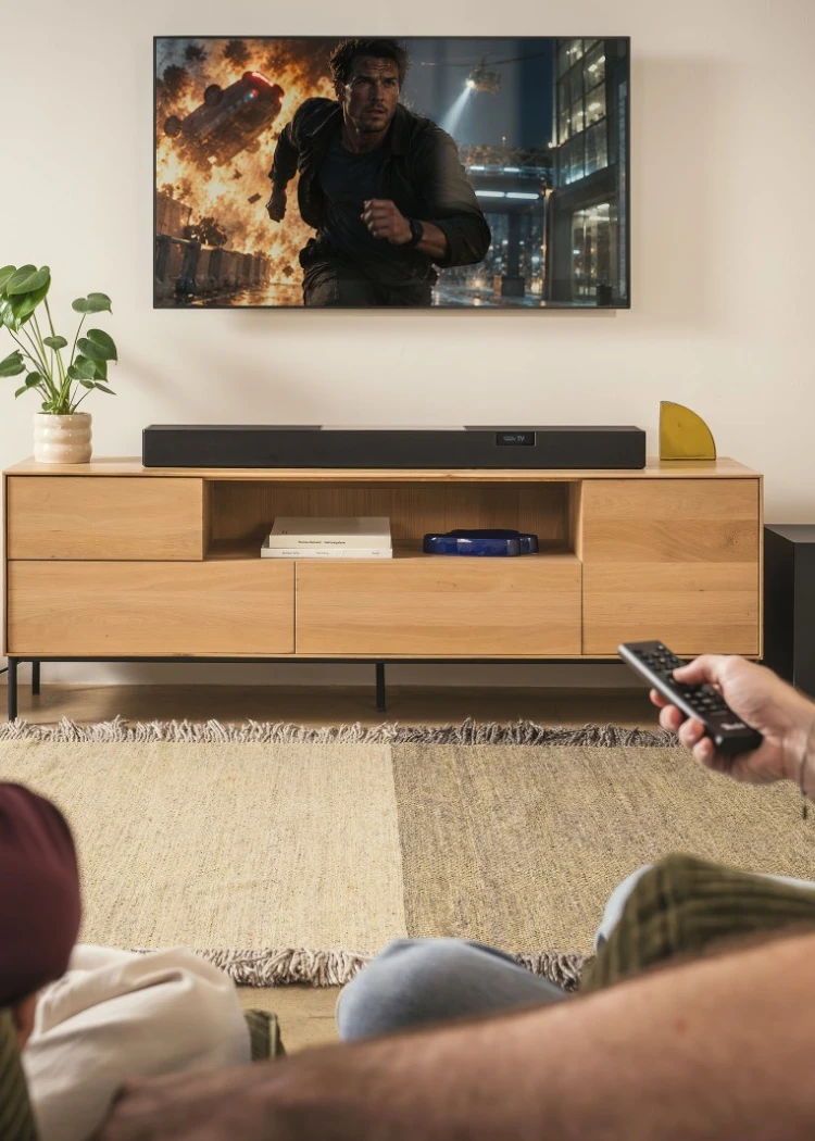 Teufel Cinebar Pro 2&nbsp;: barre de son Dolby Atmos&nbsp;5.1.2, DTS:X et caisson&nbsp;sans‑fil